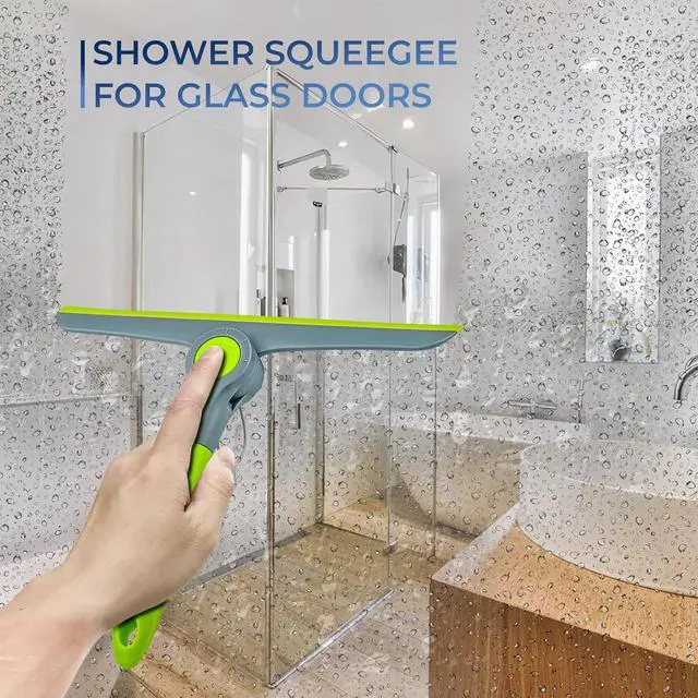 Alt view image 4 of 6 - DSV Standard 10" Heavy Duty Green, Grey Window Cleaning Squeegee, Handheld Squeegee for Glass Doors, Windows, Car Windshields & More
