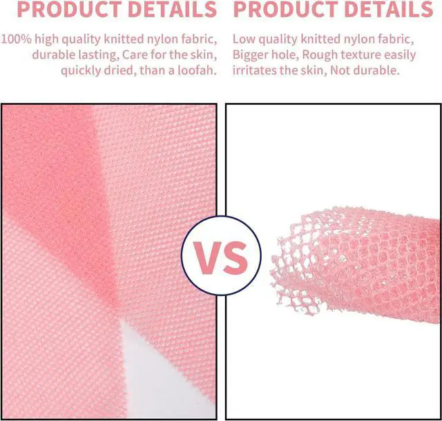 Alt view image 3 of 6 - FARMOGA African Bath Sponge Long Net Bath Sponge Exfoliating Net Shower Body Scrubber Back Scrubber Skin Smoother (3pcs Pink, Beige, Green)