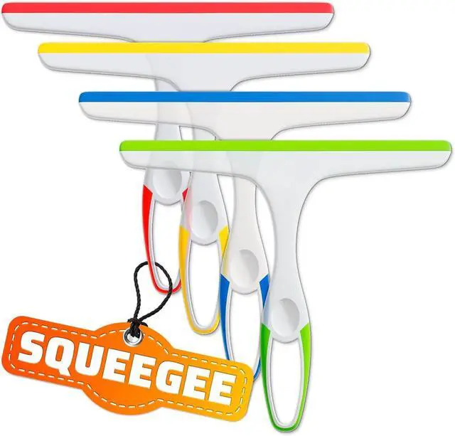 Main image of 4 Pcs Hand Squeegee for Shower Glass, 9.45 in Silicone Blade