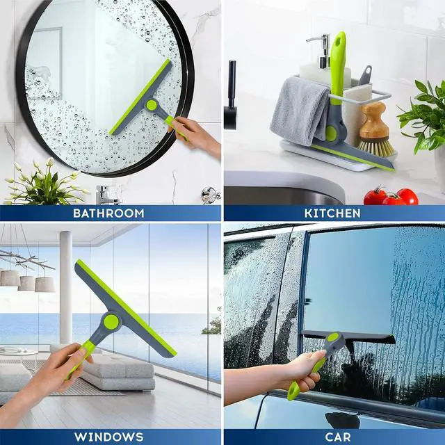 Alt view image 6 of 6 - DSV Standard 10" Heavy Duty Green, Grey Window Cleaning Squeegee, Handheld Squeegee for Glass Doors, Windows, Car Windshields & More