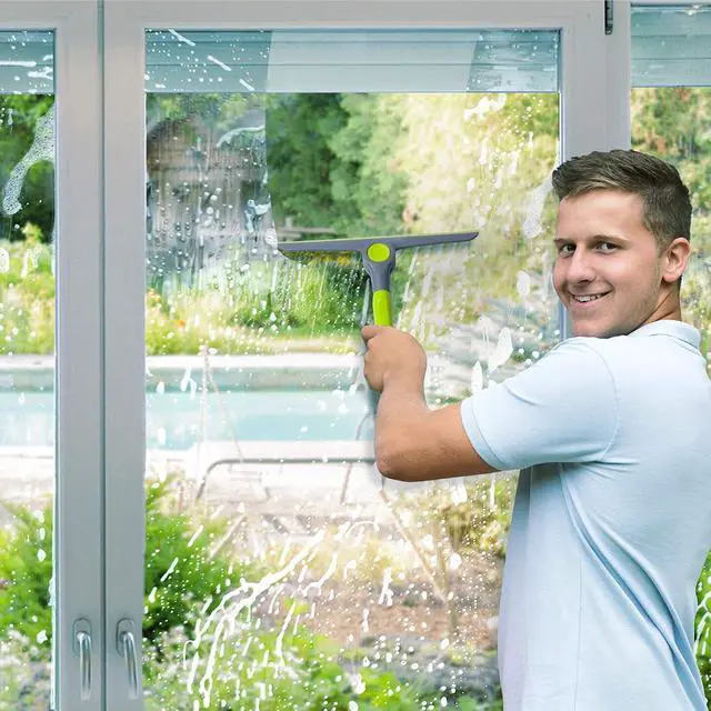 Alt view image 5 of 6 - DSV Standard 10" Heavy Duty Green, Grey Window Cleaning Squeegee, Handheld Squeegee for Glass Doors, Windows, Car Windshields & More