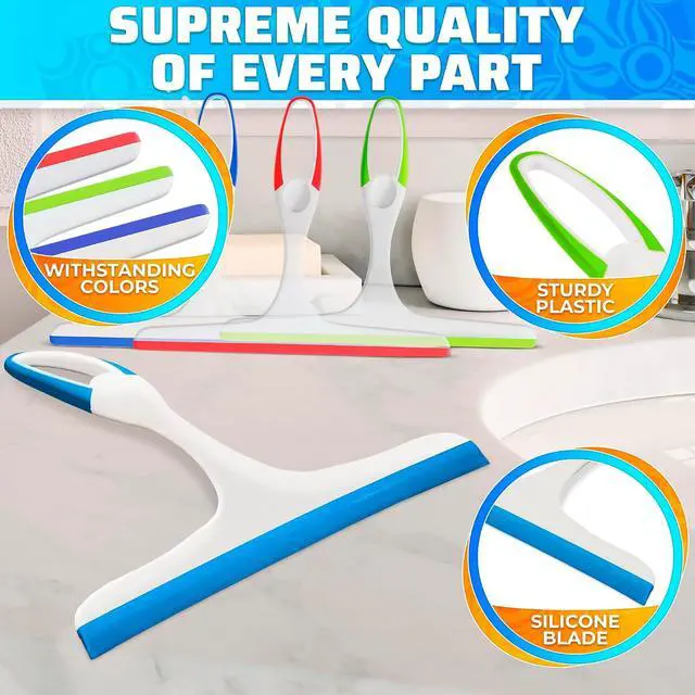 Alt view image 3 of 7 - 4 Pcs Hand Squeegee for Shower Glass, 9.45 in Silicone Blade