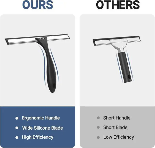 Alt view image 3 of 7 - AmazerBath Squeegee for Shower Glass Door, Shower Squeegee for Glass Doors - All-Purpose Squeegee with Hook for Shower Doors, Windows, Mirrors, Tiles and Car Glass, 10 Inches
