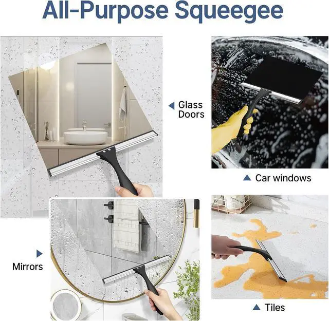 Alt view image 4 of 7 - AmazerBath Squeegee for Shower Glass Door, Shower Squeegee for Glass Doors - All-Purpose Squeegee with Hook for Shower Doors, Windows, Mirrors, Tiles and Car Glass, 10 Inches