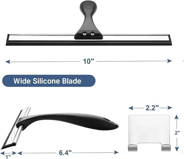 Alt view image 2 of 7 - AmazerBath Squeegee for Shower Glass Door, Shower Squeegee for Glass Doors - All-Purpose Squeegee with Hook for Shower Doors, Windows, Mirrors, Tiles and Car Glass, 10 Inches