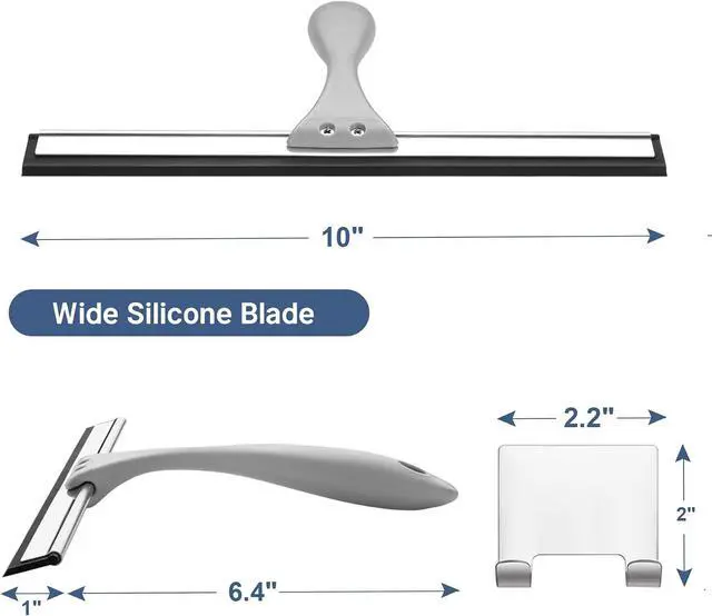 Alt view image 2 of 7 - AmazerBath Squeegee for Shower Glass Door, All-Purpose Squeegee with Hook for Shower Doors, Windows, Mirrors, Tiles and Car Glass, 10 Inches