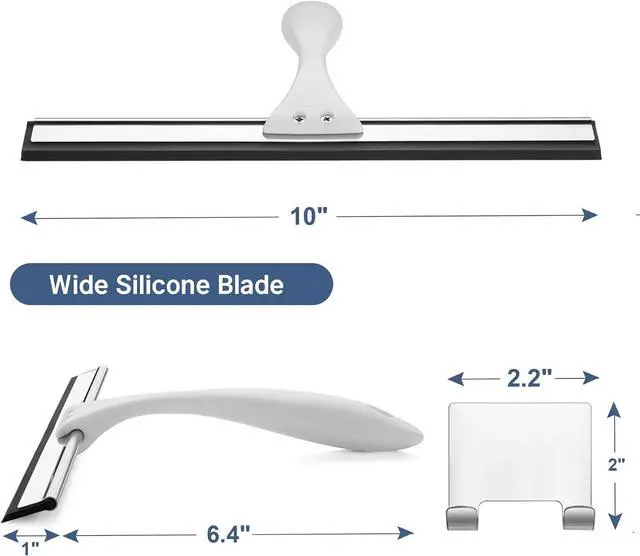 Alt view image 2 of 7 - AmazerBath Squeegee for Shower Glass Doors - All-Purpose Squeegee with Hook for Windows, Mirrors, Tiles and Car Glass, 10 Inches