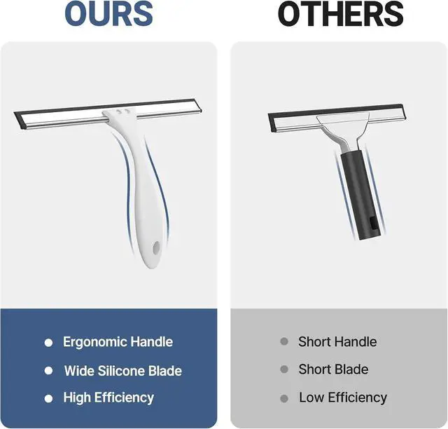 Alt view image 3 of 7 - AmazerBath Squeegee for Shower Glass Doors - All-Purpose Squeegee with Hook for Windows, Mirrors, Tiles and Car Glass, 10 Inches