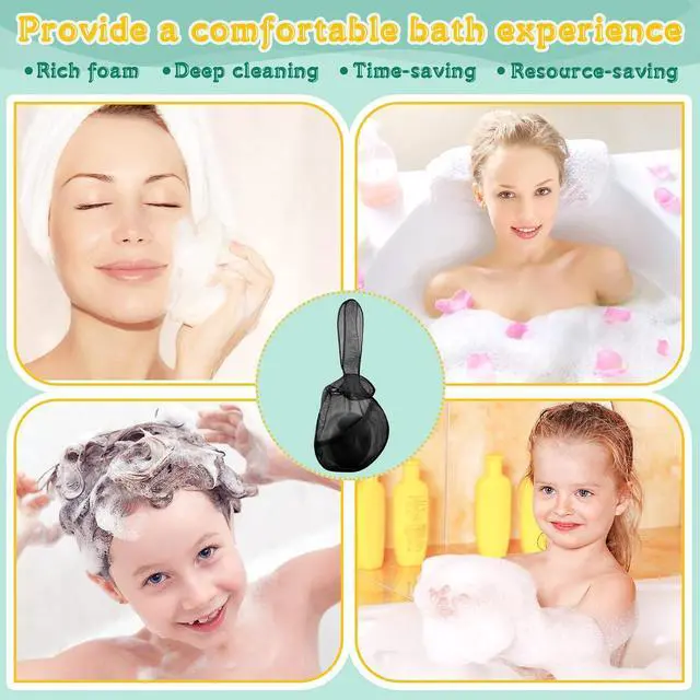 Alt view image 5 of 7 - Nuanchu 2 Pcs Shampoo Bar Holder Bag Soap Saver Bag Beauty Shampoo Conditioner Bar Pouch Rabbit Shape Travel Soap Holder Loofah Bubble Foam Net Savers(Black, White,L)