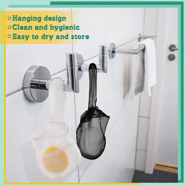 Alt view image 6 of 7 - Nuanchu 2 Pcs Shampoo Bar Holder Bag Soap Saver Bag Beauty Shampoo Conditioner Bar Pouch Rabbit Shape Travel Soap Holder Loofah Bubble Foam Net Savers(Black, White,L)