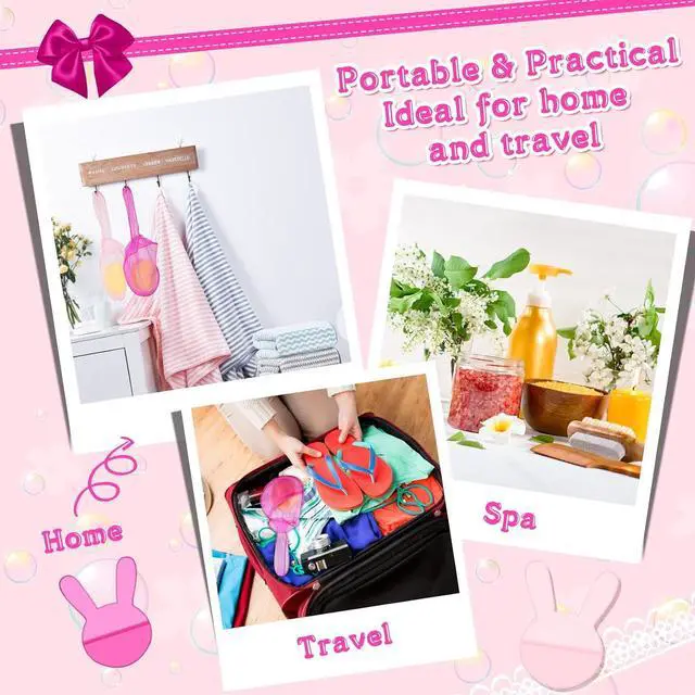 Alt view image 7 of 7 - Nuanchu 2 Pcs Shampoo Bar Holder Bag Soap Saver Bag Beauty Shampoo Conditioner Bar Pouch Rabbit Shape Travel Soap Holder Loofah Bubble Foam Net Savers (Light Pink, Rose Pink,L)