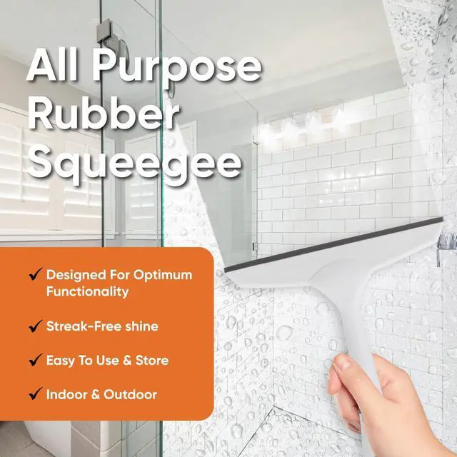 Alt view image 4 of 7 - Superio Rubber Squeegee, Streak Free All Purpose Window Squeegee, Comfort Grip Handle and Hanging Hook (Grey, 6 Inch)