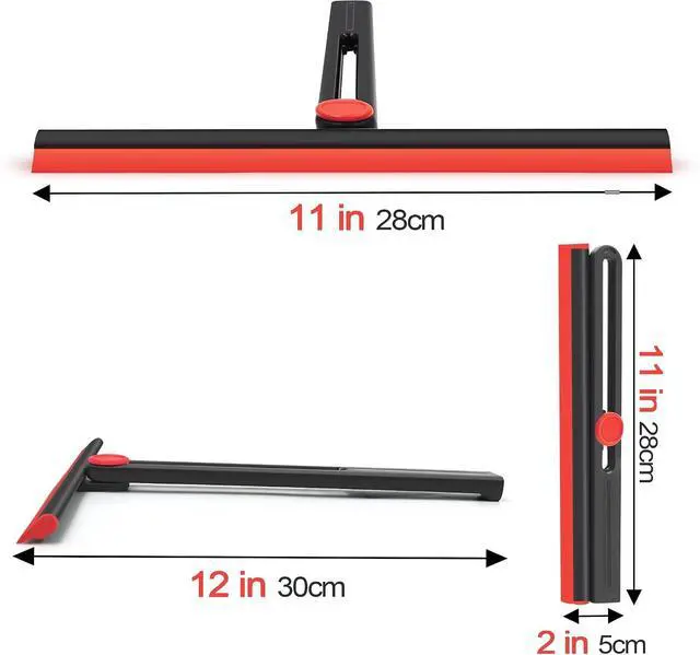 Alt view image 3 of 6 - Shower Squeegee for Glass Doors with 2 Pack Multi-Purpose 360° Rotating Window Squeegees for Walls Wiper, Car Windshield, Tile, Mirrors and Kitchen, 11-Inchs