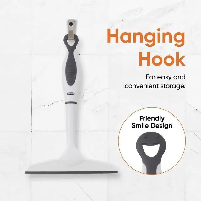 Alt view image 3 of 7 - Superio Rubber Squeegee, Streak Free All Purpose Window Squeegee, Comfort Grip Handle and Hanging Hook (Grey, 6 Inch)