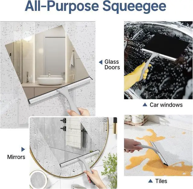 Alt view image 4 of 7 - AmazerBath Squeegee for Shower Glass Door, All-Purpose Squeegee with Hook for Shower Doors, Windows, Mirrors, Tiles and Car Glass, 10 Inches