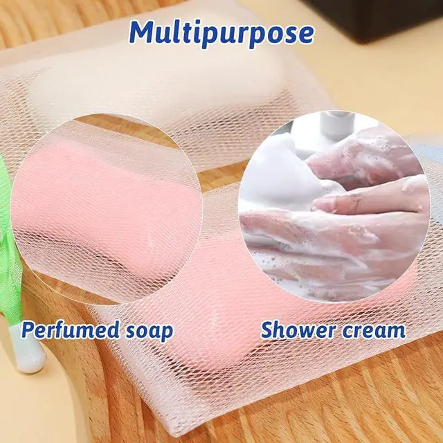 Alt view image 4 of 7 - Mozeat Lens 5 PCS Soap Bags Handmade Soap Bubble Mesh Bags Exfoliating Soaps Saver Pouch Net Bag with Drawstring Body Facial Cleaning Tool for Bath & Shower (Assorted Colors)