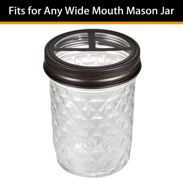 Alt view image 4 of 7 - SheeChung 2 Pack Mason Jar Toothbrush Holder Lids, Wide Mouth ONLY, Bronze