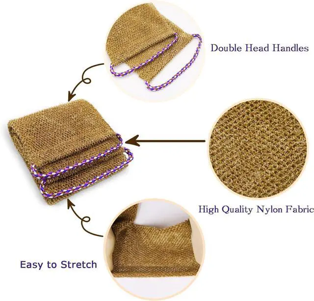Alt view image 2 of 7 - Dr.Pedi 3 Pieces African Net Sponge with Handles Long African Exfoliating Net Washcloth Bath Sponge Net Cloth Wash Net Body Back Scrubber for Shower Loofah