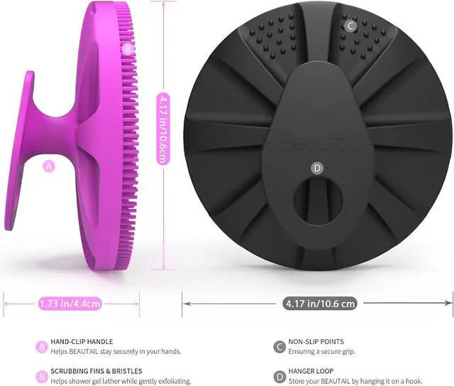 Alt view image 6 of 6 - Silicone Body Scrubber, BEAUTAIL Gentle Exfoliating Brush for All Skin Type