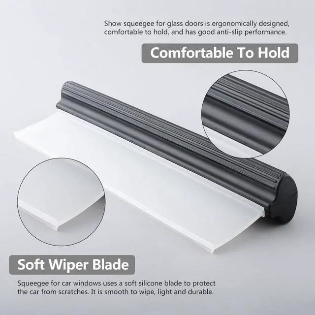 Alt view image 3 of 5 - Watris Veiyi 10" Silicone Water Blade Squeegee, Quick Dry Wiper Blade Squeegee, Antislip Automotive Shower Squeegee for Car Glass and Shower Kitchen Window