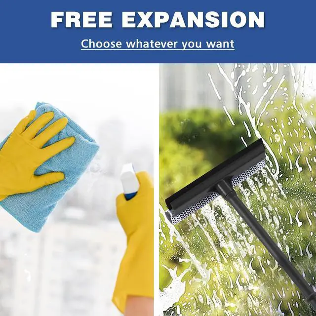 Alt view image 3 of 6 - 15.9" Window Squeegee for Car,2 in 1 Window Cleaner with Long Stainless Steel Handle,Sponge Car Squeegee for Gas Station, Glass,Shower,Outdoor High Window Cleaning (15.9")