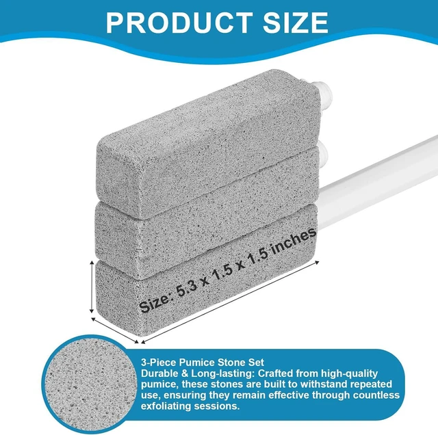Alt view image 3 of 7 - 3 Packs Pumice Cleaning Stone with Extra Long Handle, Pumice Stone for Toilet Bowl Clean for Cleaning Toilets, Bathtubs, Grills, Swimming Pools, Sinks