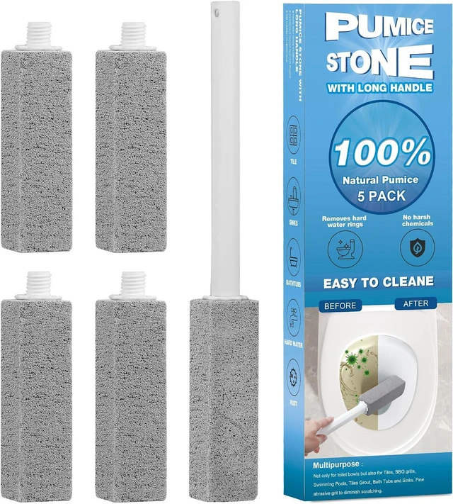 Main image of 5 Packs Pumice Cleaning Stone with Extra Long Handle, Pumice Stone for Toilet Bowl Clean for Cleaning Toilets, Bathtubs, Grills, Swimming Pools, Sinks
