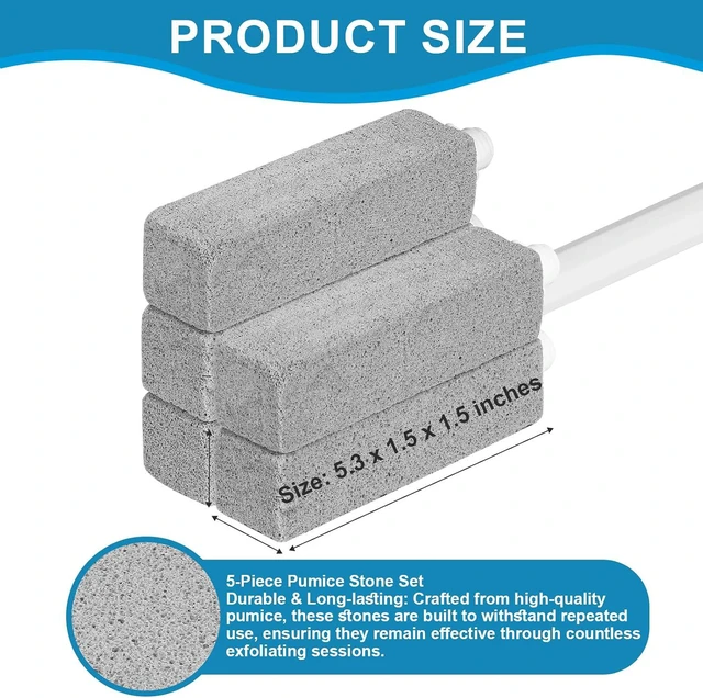 Alt view image 3 of 7 - 5 Packs Pumice Cleaning Stone with Extra Long Handle, Pumice Stone for Toilet Bowl Clean for Cleaning Toilets, Bathtubs, Grills, Swimming Pools, Sinks