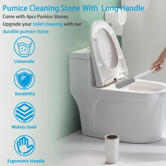 Alt view image 5 of 7 - 5 Packs Pumice Cleaning Stone with Extra Long Handle, Pumice Stone for Toilet Bowl Clean for Cleaning Toilets, Bathtubs, Grills, Swimming Pools, Sinks