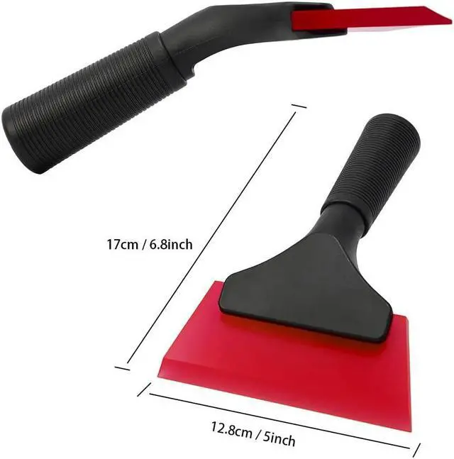 Alt view image 3 of 7 - FOSHIO Small Squeegee with 5 Inch Rubber Blade Mini Wiper Window Tinting Tools for Mirror Glass Window Cleaner with Non-Slip Handle (Red Blade)