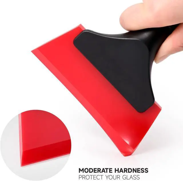 Alt view image 5 of 7 - FOSHIO Small Squeegee with 5 Inch Rubber Blade Mini Wiper Window Tinting Tools for Mirror Glass Window Cleaner with Non-Slip Handle (Red Blade)
