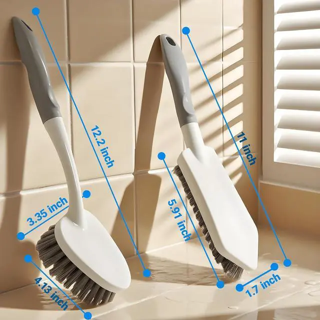 Alt view image 2 of 7 - 2 Pack Heavy Duty Scrub Brush Set with Hard Bristle, Cleaning Brush Designed for Bathroom, Shower, Bathtub, Tub, Carpet, Floor, Grout, Tile