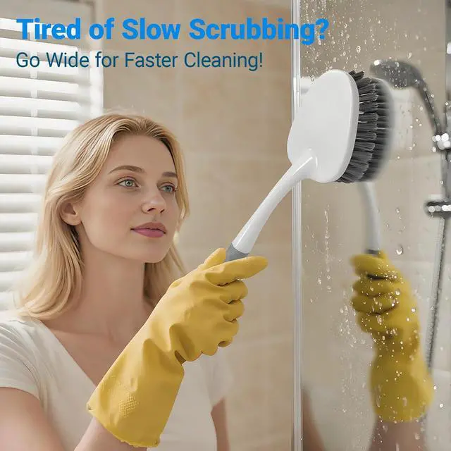Alt view image 3 of 7 - 2 Pack Heavy Duty Scrub Brush Set with Hard Bristle, Cleaning Brush Designed for Bathroom, Shower, Bathtub, Tub, Carpet, Floor, Grout, Tile