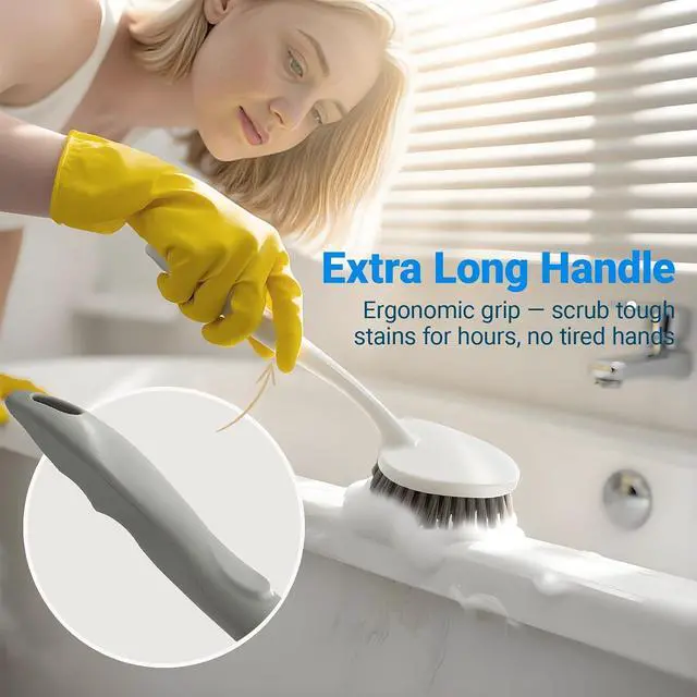 Alt view image 4 of 7 - 2 Pack Heavy Duty Scrub Brush Set with Hard Bristle, Cleaning Brush Designed for Bathroom, Shower, Bathtub, Tub, Carpet, Floor, Grout, Tile