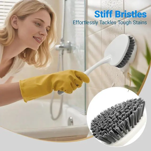 Alt view image 6 of 7 - 2 Pack Heavy Duty Scrub Brush Set with Hard Bristle, Cleaning Brush Designed for Bathroom, Shower, Bathtub, Tub, Carpet, Floor, Grout, Tile