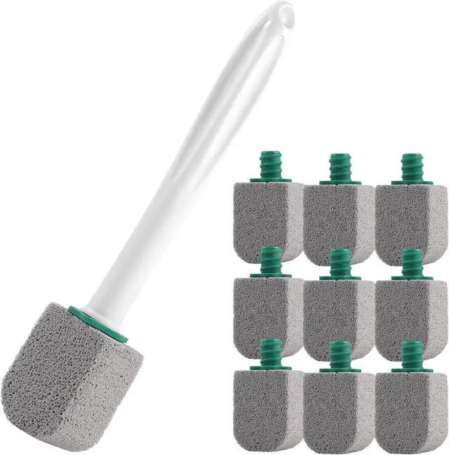Main image of Pumice Stone Toilet Cleaner with Long Handle,Pumice Toilet Scrubber Toilet Bowl Stain,Rust and Grease Stain Clean,1 Handle+10 Pumice Stones