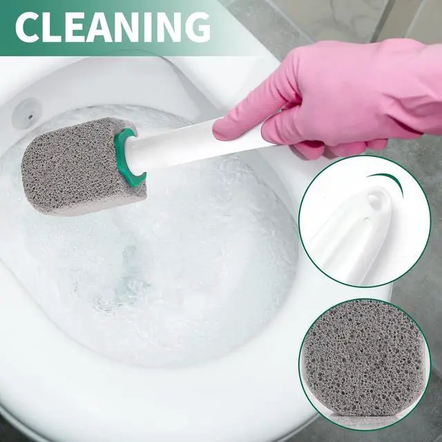 Alt view image 3 of 6 - Pumice Stone Toilet Cleaner with Long Handle,Pumice Toilet Scrubber Toilet Bowl Stain,Rust and Grease Stain Clean,1 Handle+10 Pumice Stones