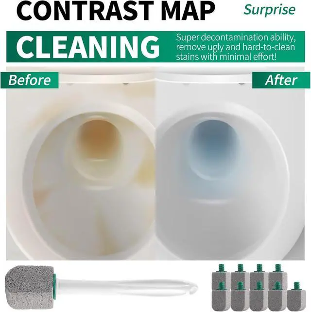 Alt view image 5 of 6 - Pumice Stone Toilet Cleaner with Long Handle,Pumice Toilet Scrubber Toilet Bowl Stain,Rust and Grease Stain Clean,1 Handle+10 Pumice Stones