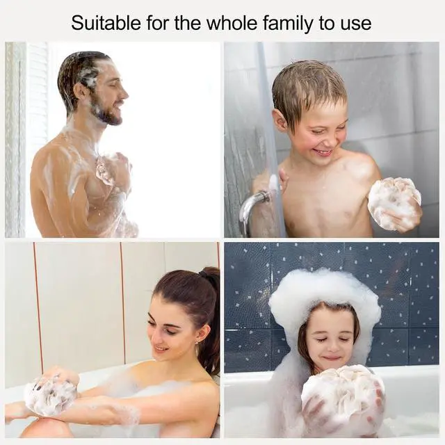 Alt view image 3 of 7 - Fishent Bath Loofah Sponge, 3 Pack loofahs Exfoliating Body Scrubber, 60g Soft Mesh Pouf Shower Puffs, Loofa for Women and Men