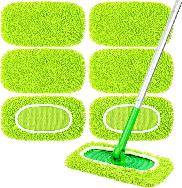 Main image of 6-Pack Reusable Mop Pads Fit Swiffer Sweeper, Microfiber Cleaning Mop Pads Refill for Dry Sweeping & Wet Mopping Replacement