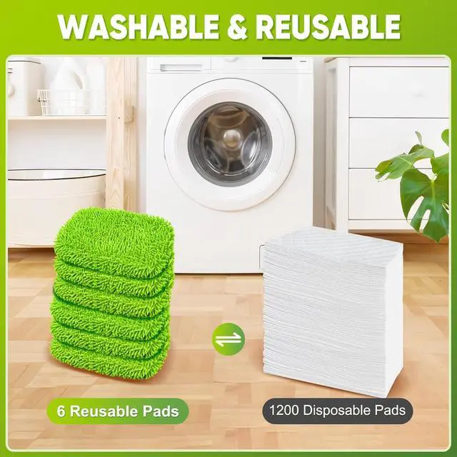 Alt view image 4 of 5 - 6-Pack Reusable Mop Pads Fit Swiffer Sweeper, Microfiber Cleaning Mop Pads Refill for Dry Sweeping & Wet Mopping Replacement