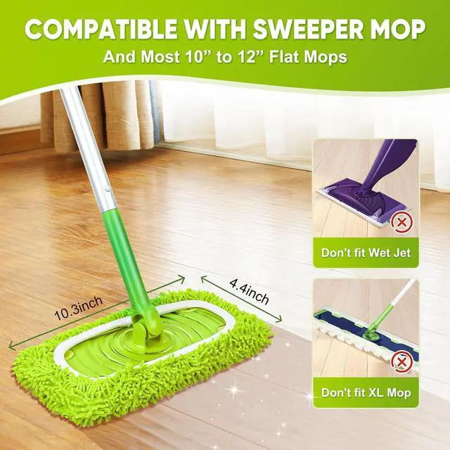 Alt view image 2 of 5 - 6-Pack Reusable Mop Pads Fit Swiffer Sweeper, Microfiber Cleaning Mop Pads Refill for Dry Sweeping & Wet Mopping Replacement