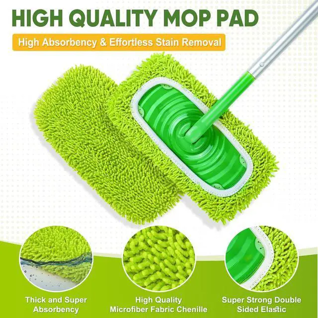 Alt view image 3 of 5 - 6-Pack Reusable Mop Pads Fit Swiffer Sweeper, Microfiber Cleaning Mop Pads Refill for Dry Sweeping & Wet Mopping Replacement