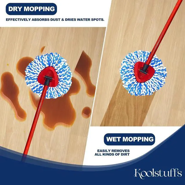 Alt view image 5 of 7 - Spin Mop Replacement Head, 3 Pack Refills for RinseClean 2-Tank System