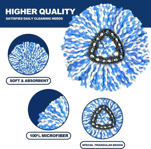 Alt view image 4 of 7 - Spin Mop Replacement Head, 3 Pack Refills for RinseClean 2-Tank System