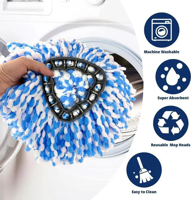 Alt view image 6 of 7 - Spin Mop Replacement Head, 3 Pack Refills for RinseClean 2-Tank System