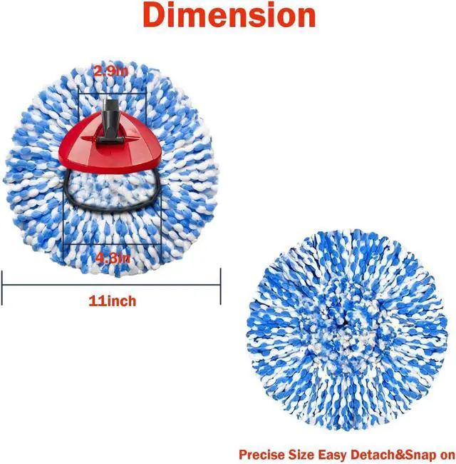 Alt view image 2 of 7 - 4 Pack Mop Replace Heads Compatible for OCeda, Spin Mop Refill Head Replacement for RinseClean 2-Tank System - Fluffy Microfiber, Machine Washable and Easy to Replace