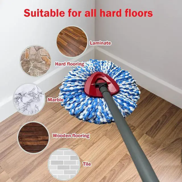 Alt view image 4 of 7 - 4 Pack Mop Replace Heads Compatible for OCeda, Spin Mop Refill Head Replacement for RinseClean 2-Tank System - Fluffy Microfiber, Machine Washable and Easy to Replace