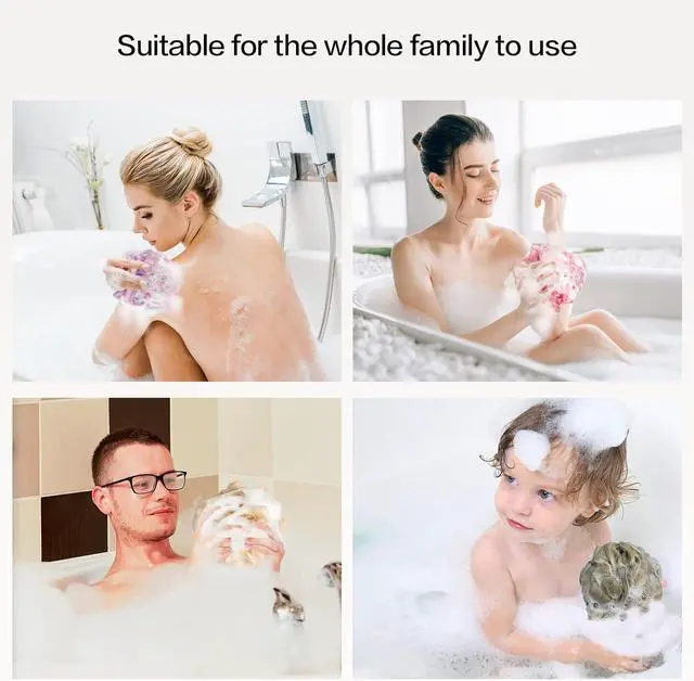 Alt view image 6 of 7 - Fishent Loofah Bath Sponge Shower Loofahs, 4 Pack 50g Soft Loofa Exfoliating Body Scrubber Mesh Shower Puff Pouf Ball Luffa for Men and Women(50g/pcs)