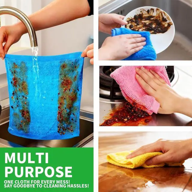 Alt view image 2 of 7 - Bamboo Microfiber Cleaning Cloth-8Pcs Kitchen Wash Cloths,Wood Fiber Window Glass Rags,Micro Fiber Cloth for Cleaning Suitable for Dishes,Car Towel Rag Made From Baby Washcloths Material (multicolour)